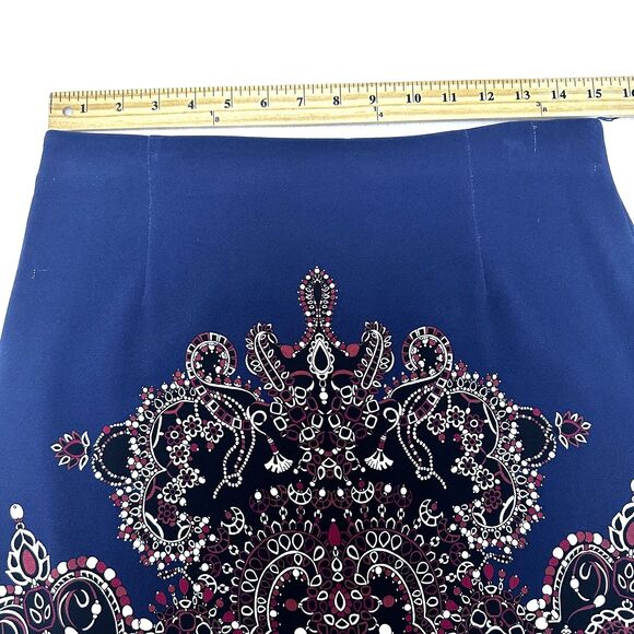 PINKO Women's Navy Blue w/Multicolor Paisley Print Midi Pencil Skirt Sz 8 Italy - Picture 13 of 16